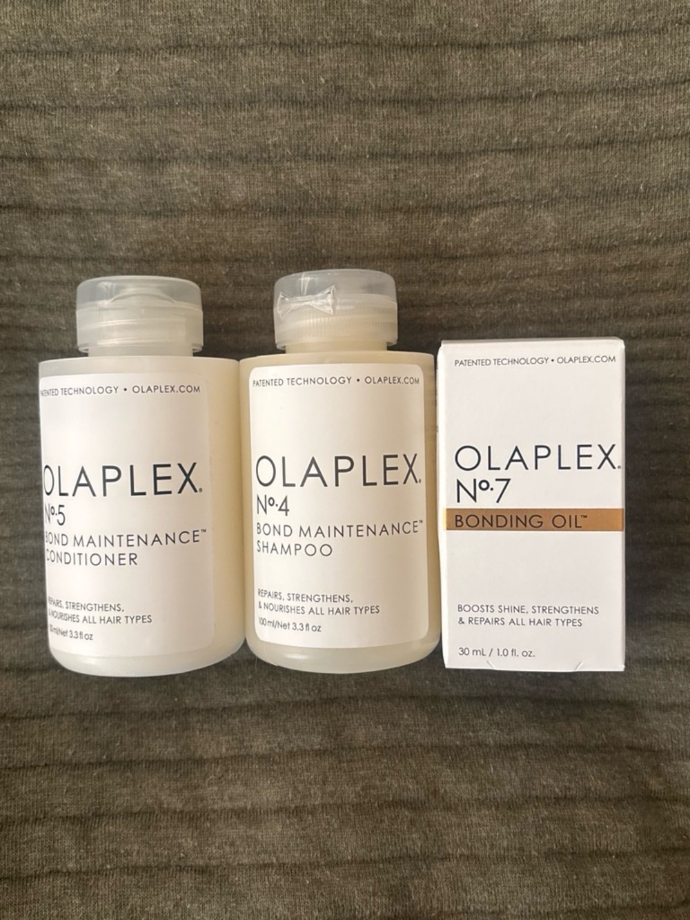 OLAPLEX Trio: White & Gold Accented Bond Maintenance Set